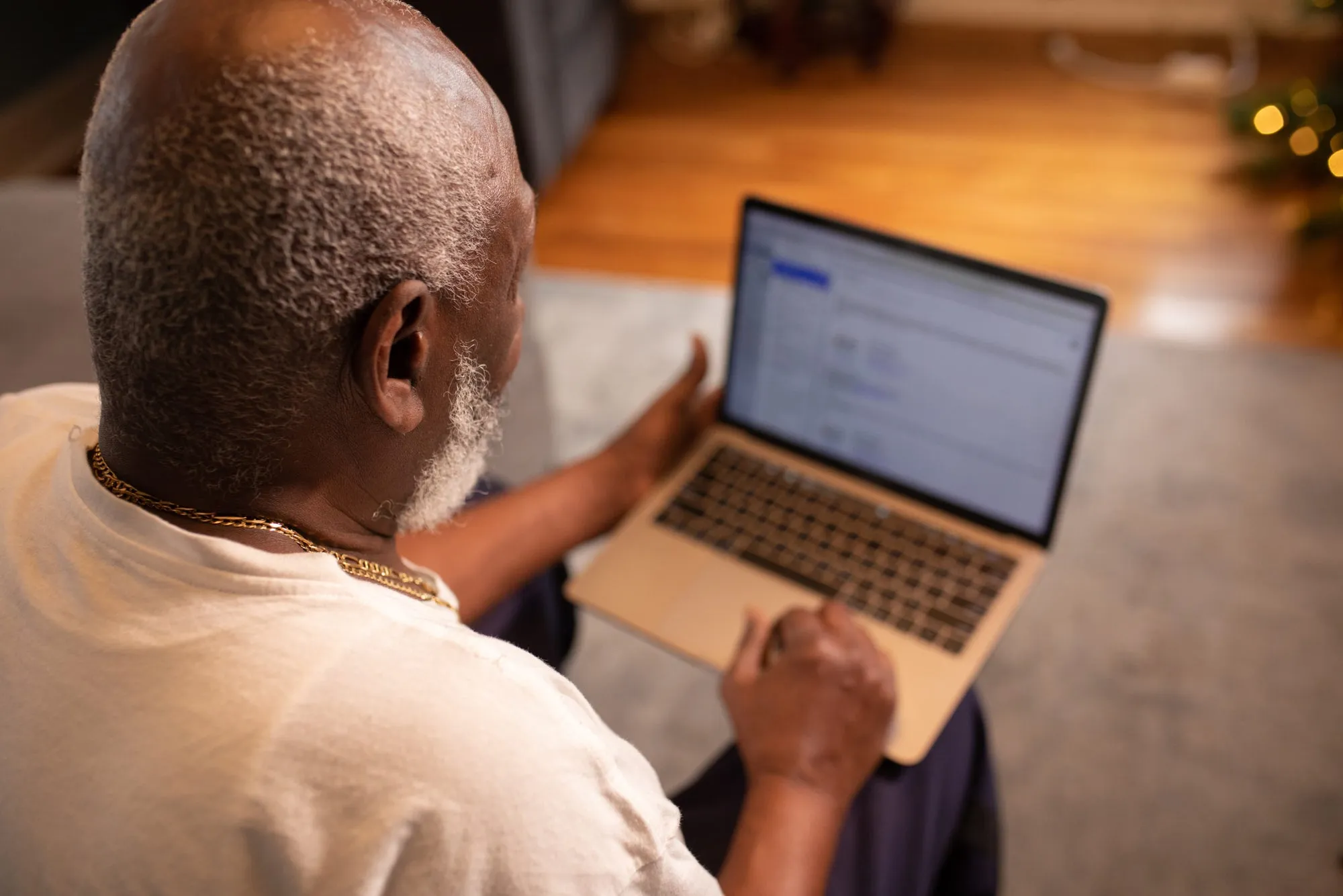 An older Black man at home. The lived reality behind chronic disease management statistics.